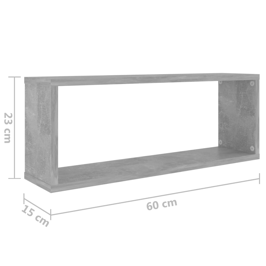 Vegghyller kubeformet 2 stk betonggrå 60x15x23cm konstruert tre