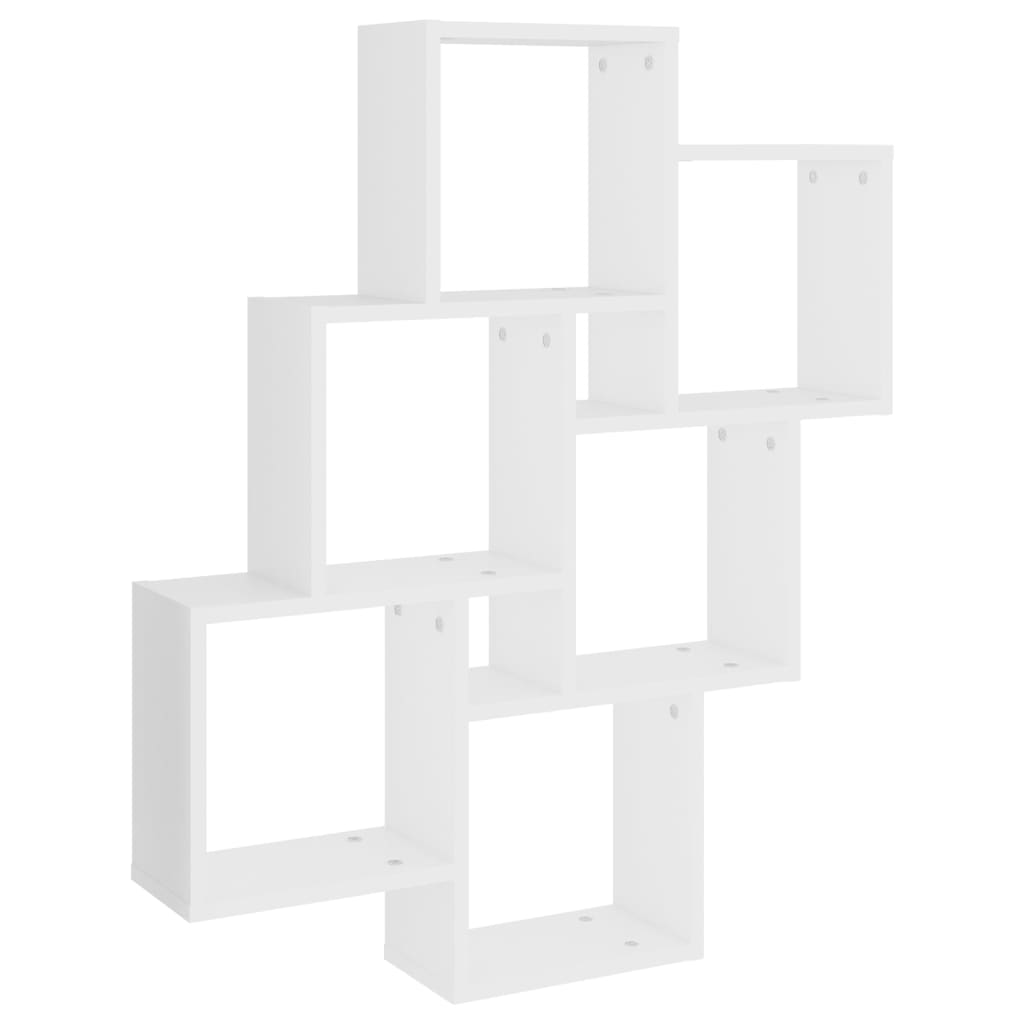 Kubeformet vegghylle hvit 78x15x93 cm konstruert tre