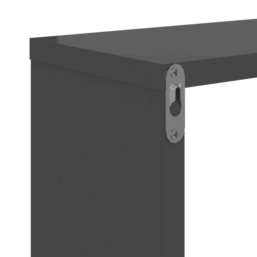 Vegghyller 2 stk høyglans grå 50x15x50 cm konstruert tre