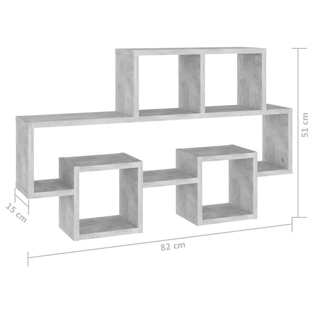 Bilformet vegghylle betonggrå 82x15x51 cm konstruert tre