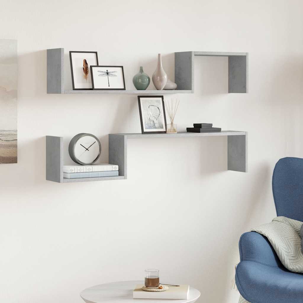 Vegghyller 2 stk betonggrå 100x15x20 cm konstruert tre