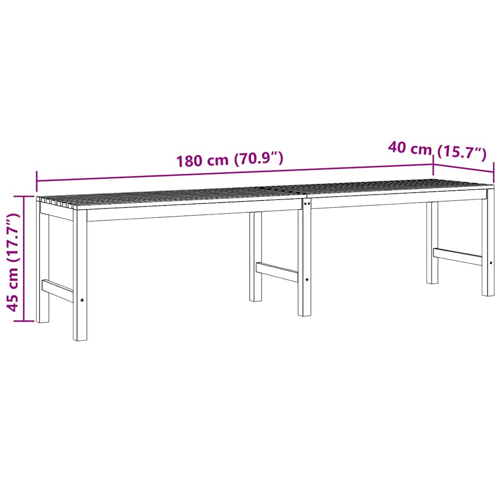 Hagebenk 180 cm heltre teak vidaXL