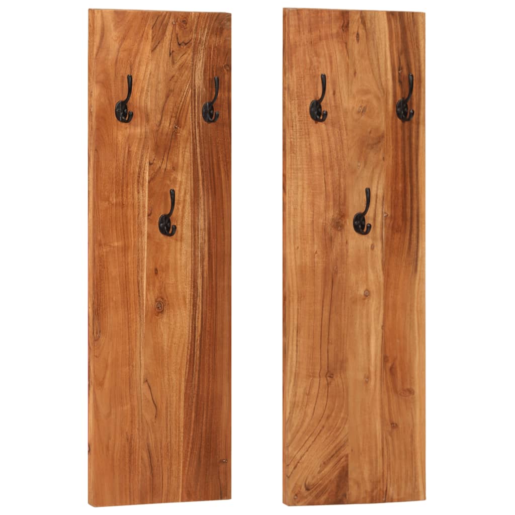 Veggmonterte klesstativer 2 stk 36x3x110 cm heltre akasie