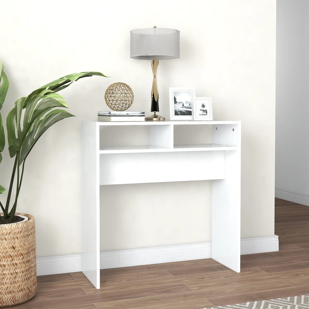 Konsollbord hvit 78x30x80 cm konstruert tre