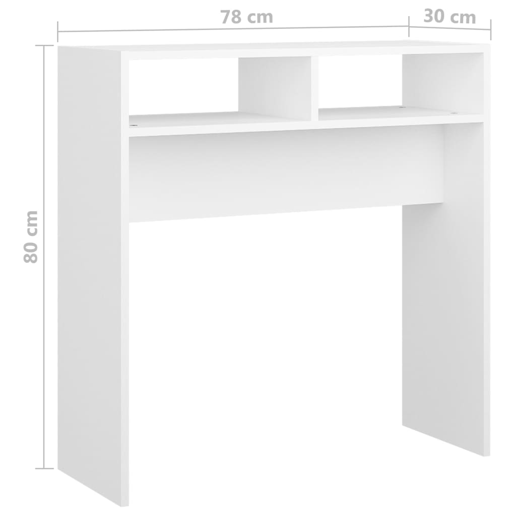 Konsollbord hvit 78x30x80 cm konstruert tre