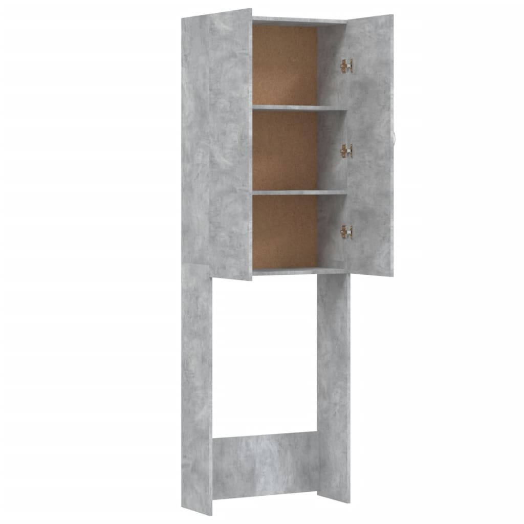 Vaskemaskinskap betonggrå 64x25,5x190 cm