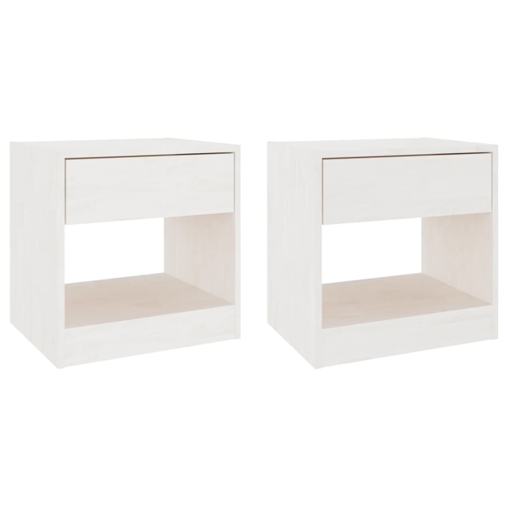 Nattbord 2 stk hvit 40x31x40 cm heltre furu