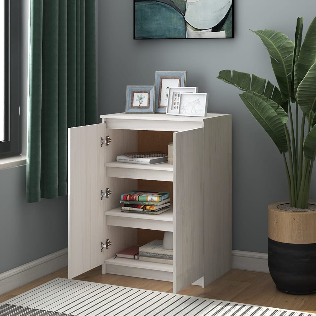 Skjenk 60x36x84 cm heltre furu hvit