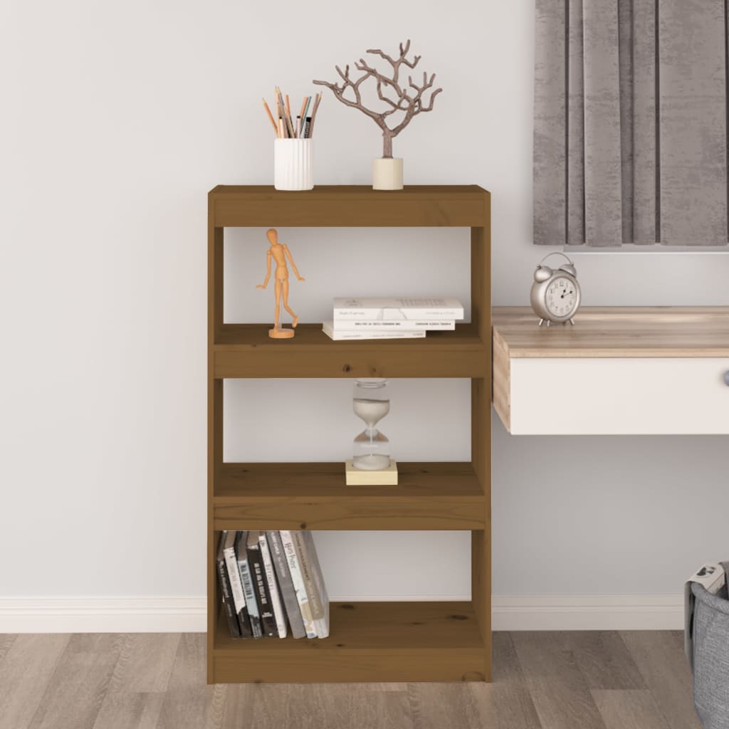 Bokhylle/romdeler honningbrun 60x30x103,5 cm heltre furu