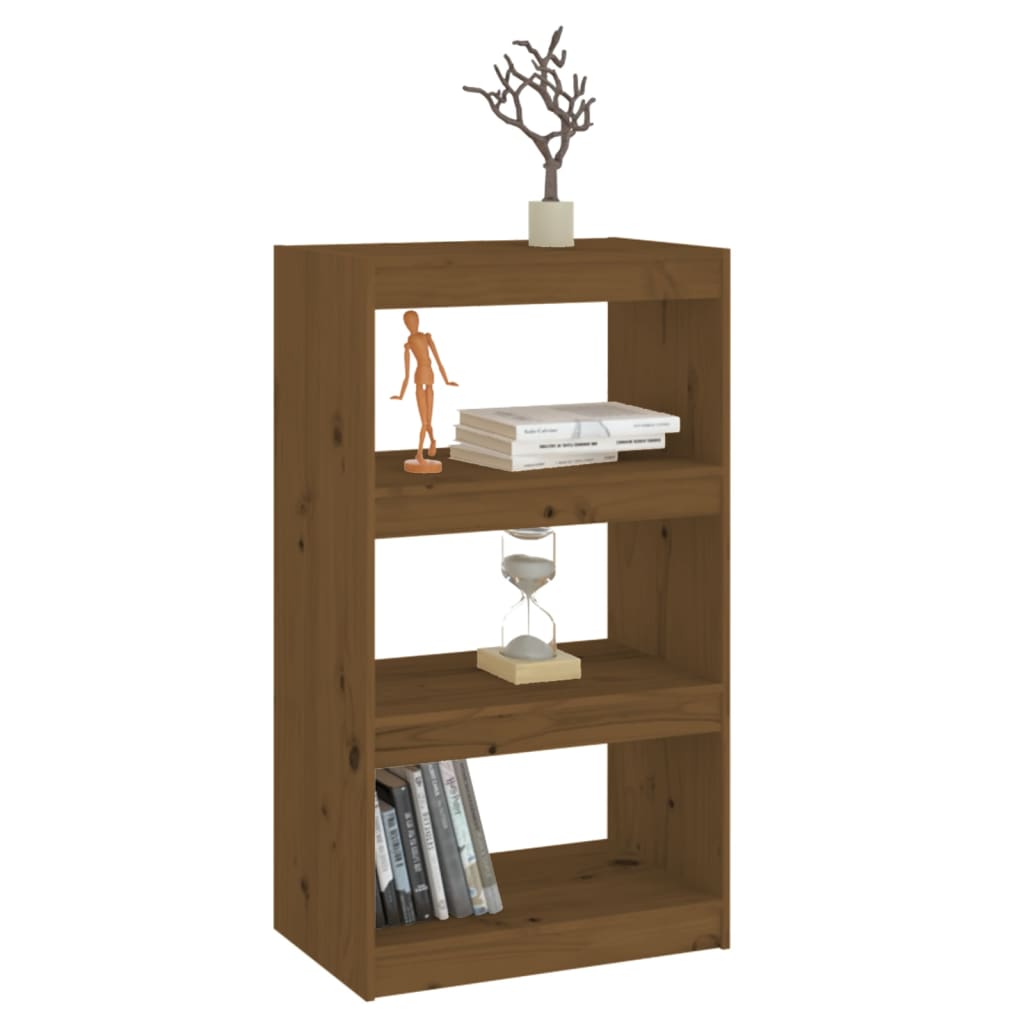 Bokhylle/romdeler honningbrun 60x30x103,5 cm heltre furu