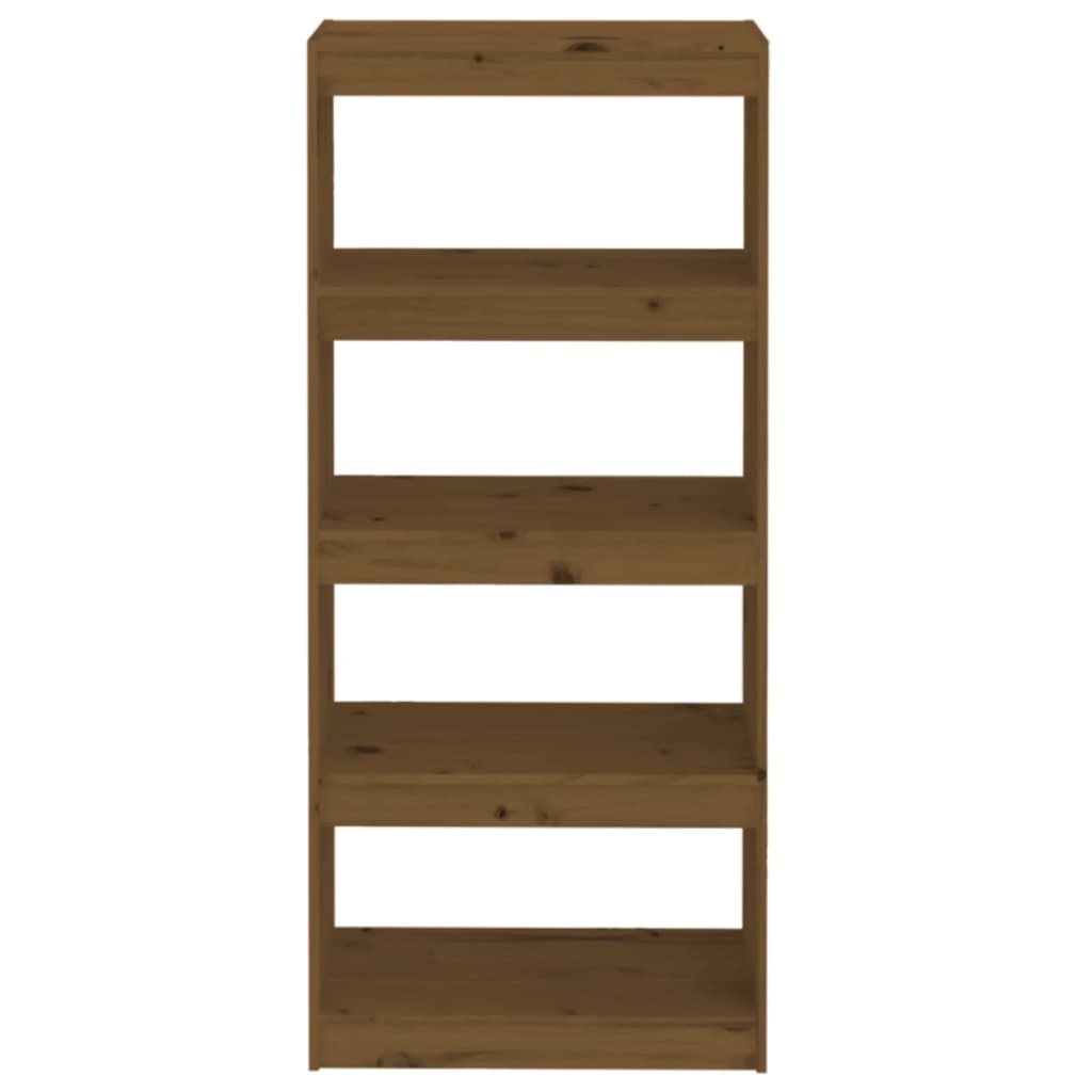 Bokhylle/romdeler honningbrun 60x30x135,5 cm heltre furu