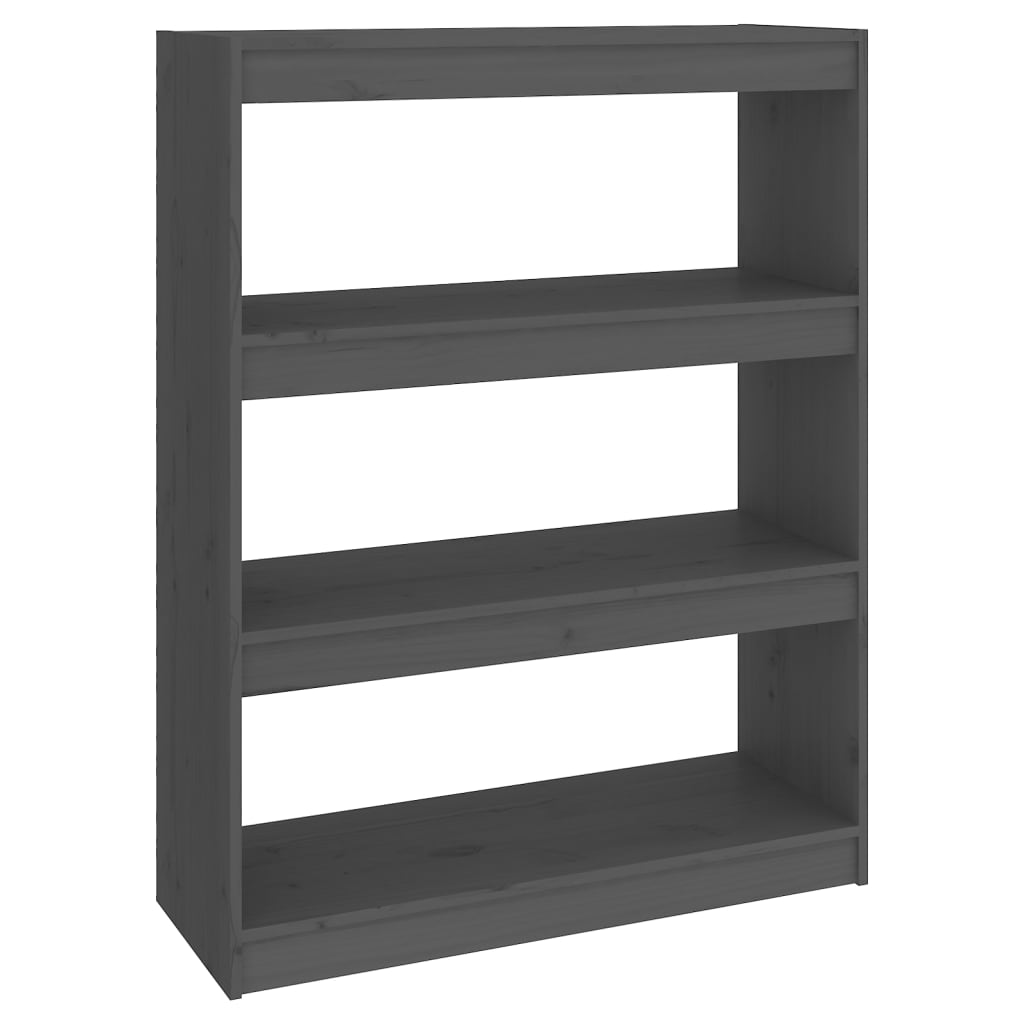 Bokhylle/romdeler grå 80x30x103,5 cm heltre furu