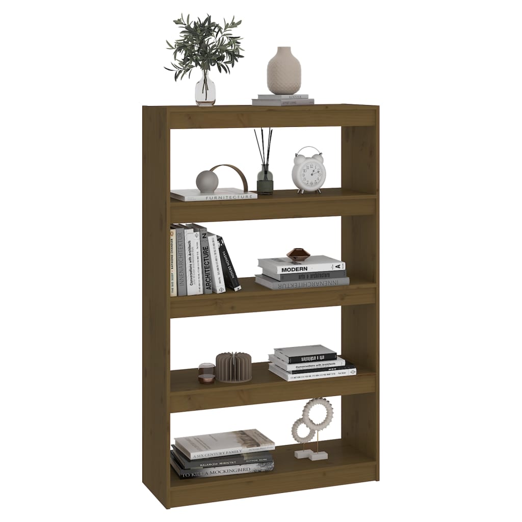 Bokhylle/romdeler honningbrun 80x30x135,5 cm heltre furu