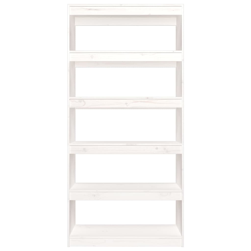 Bokhylle/romdeler hvit 80x30x167,4 cm heltre furu