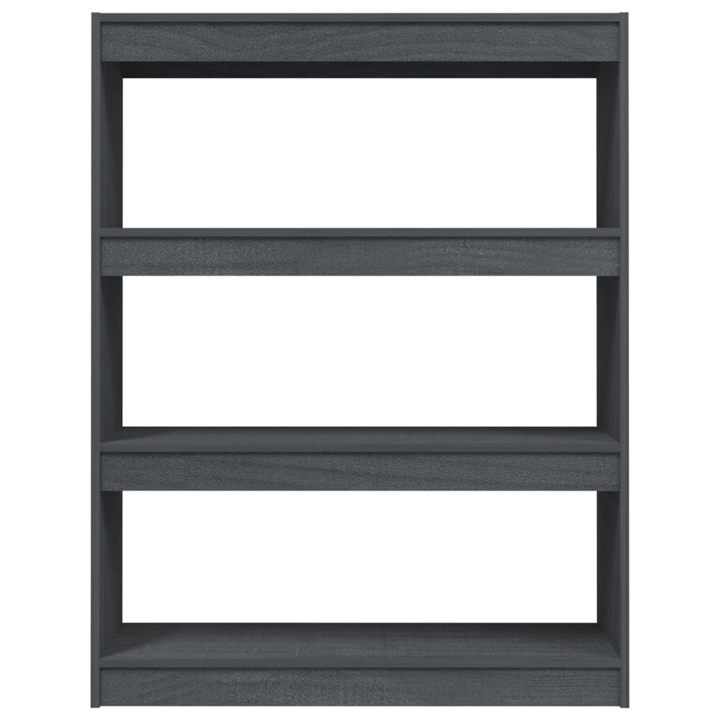Bokhylle/romdeler grå 100x30x103 cm heltre furu
