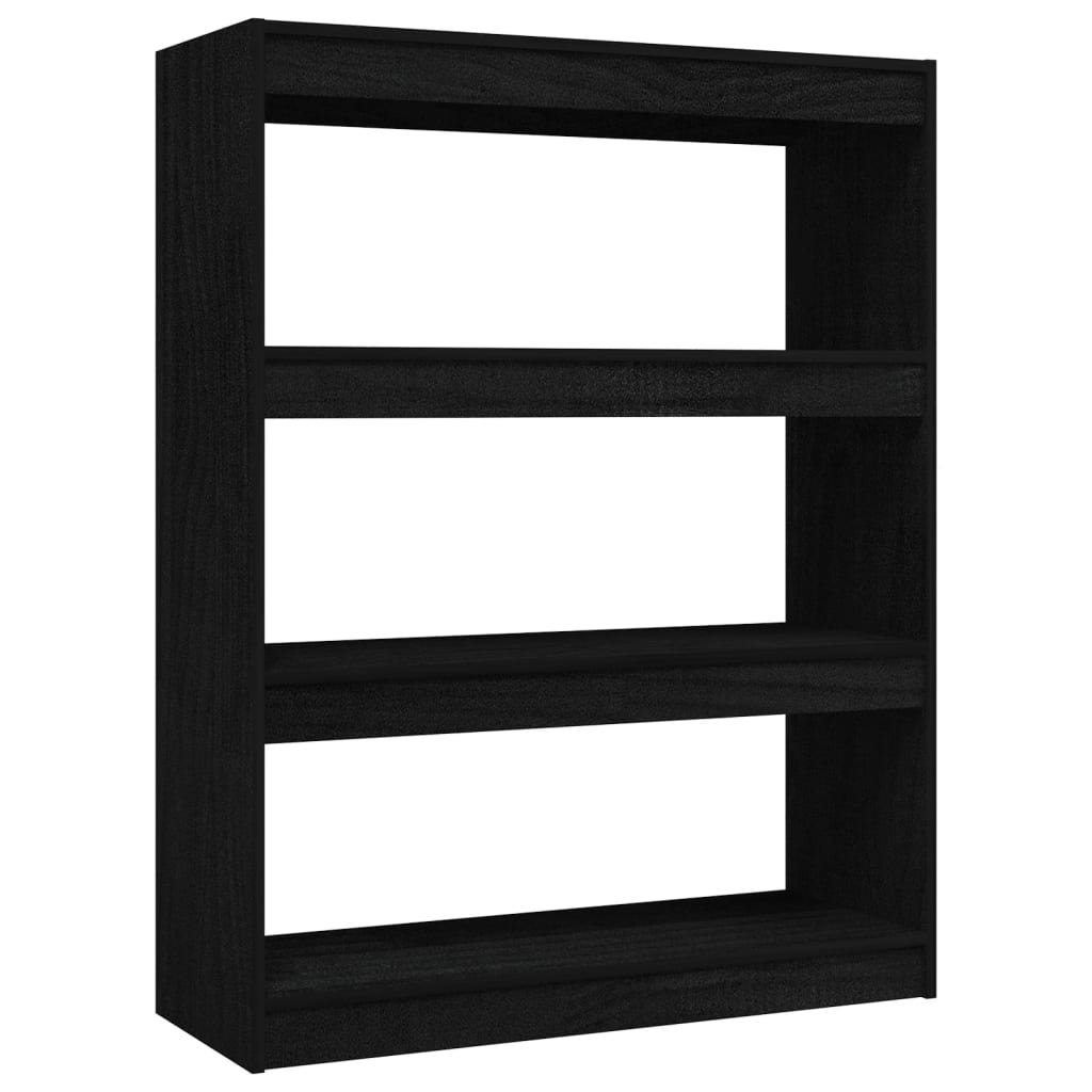 Bokhylle/romdeler svart 100x30x103 cm heltre furu