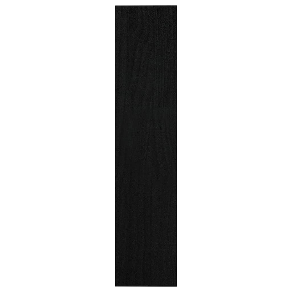 Bokhylle/romdeler svart 100x30x135,5 cm heltre furu