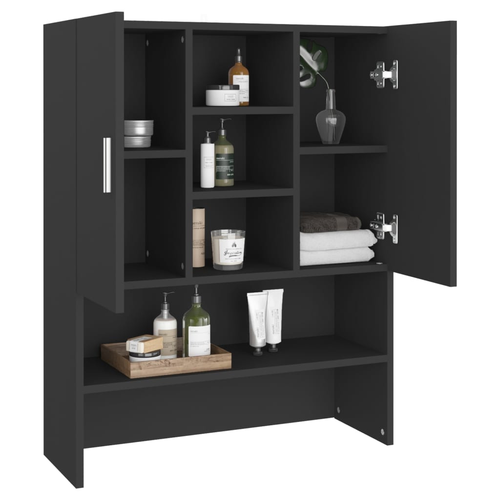 Vaskemaskinskap svart 70,5x25,5x90 cm