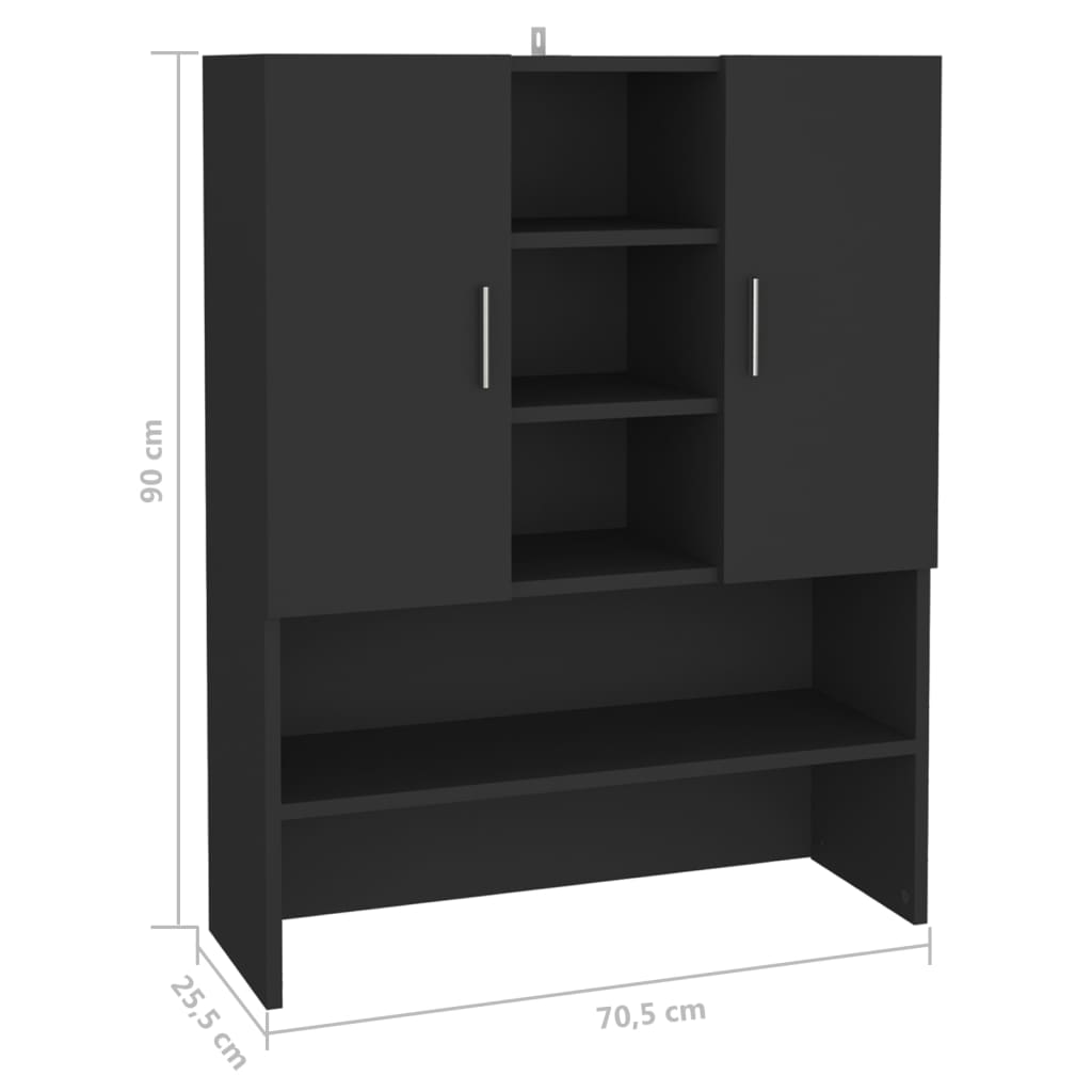 Vaskemaskinskap svart 70,5x25,5x90 cm