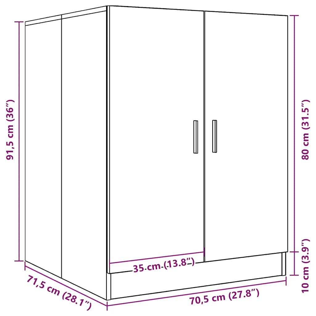 Vaskemaskinskap hvit 71x71,5x91,5 cm vidaXL