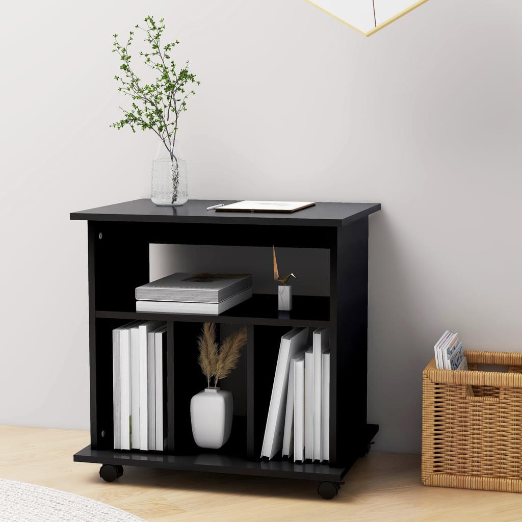 Rulleskap svart 60x45x60 cm konstruert tre