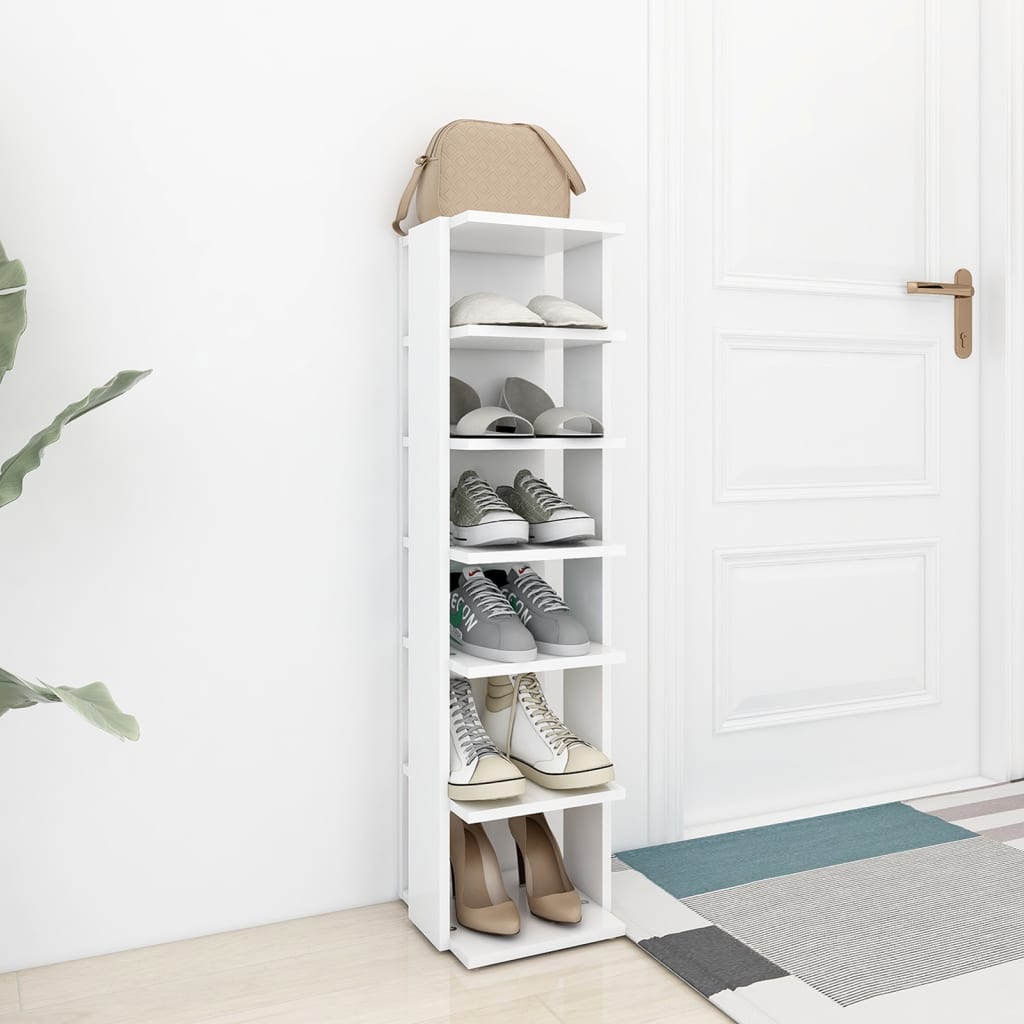 Skoskap hvit 27,5x27x102 cm konstruert tre