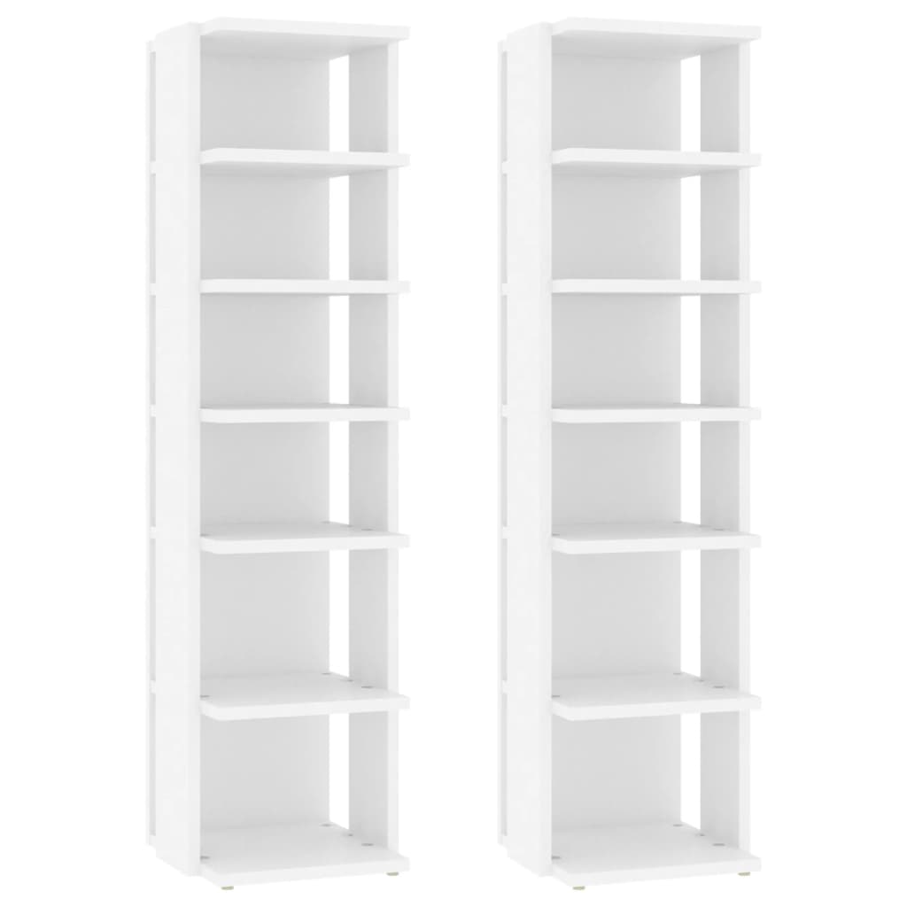 Skoskap hvit 2 stk 27,5x27x102 cm konstruert tre