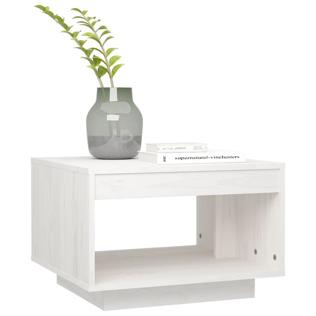 Salongbord hvit 50x50x33,5 cm heltre furu vidaXL