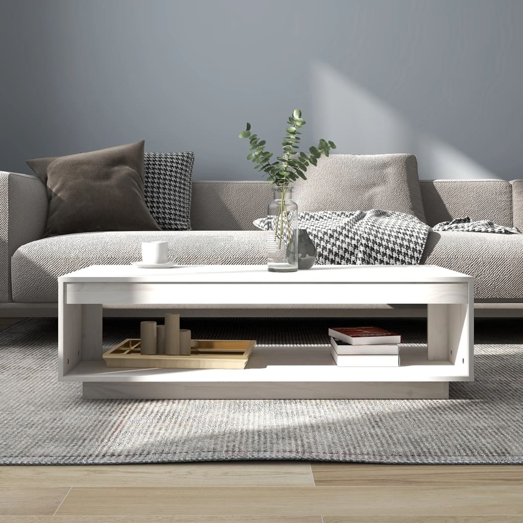 Salongbord hvit 110x50x33,5 cm heltre furu vidaXL