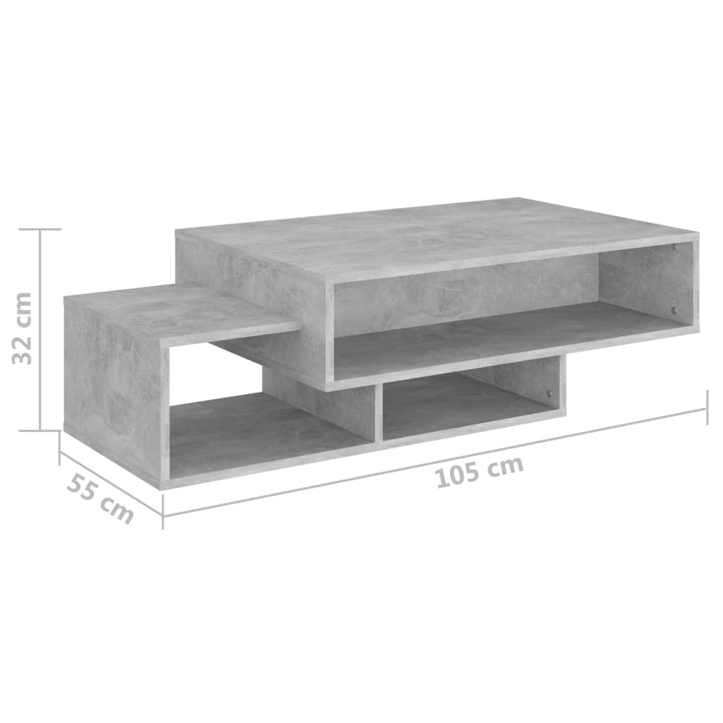 Salongbord betonggrå 105x55x32 cm konstruert tre