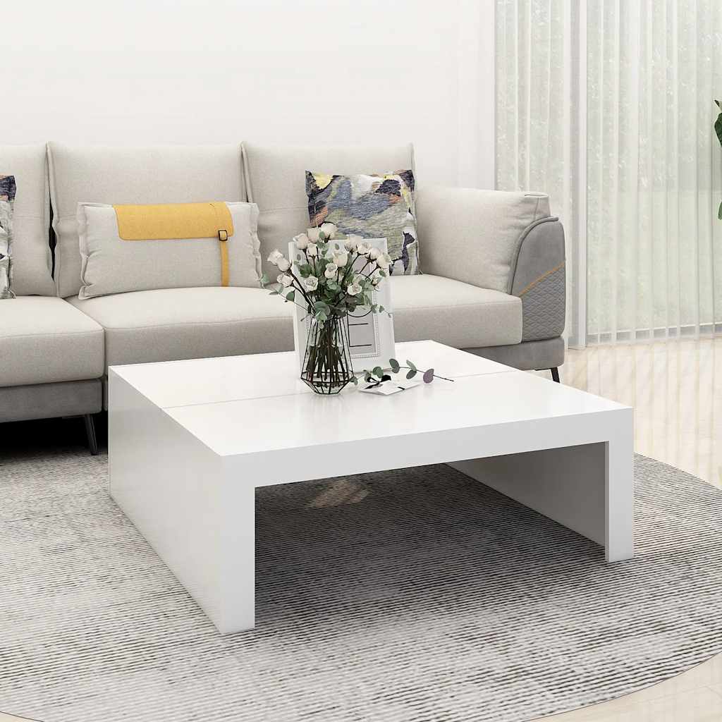 Salongbord hvit 100x100x35 cm konstruert tre