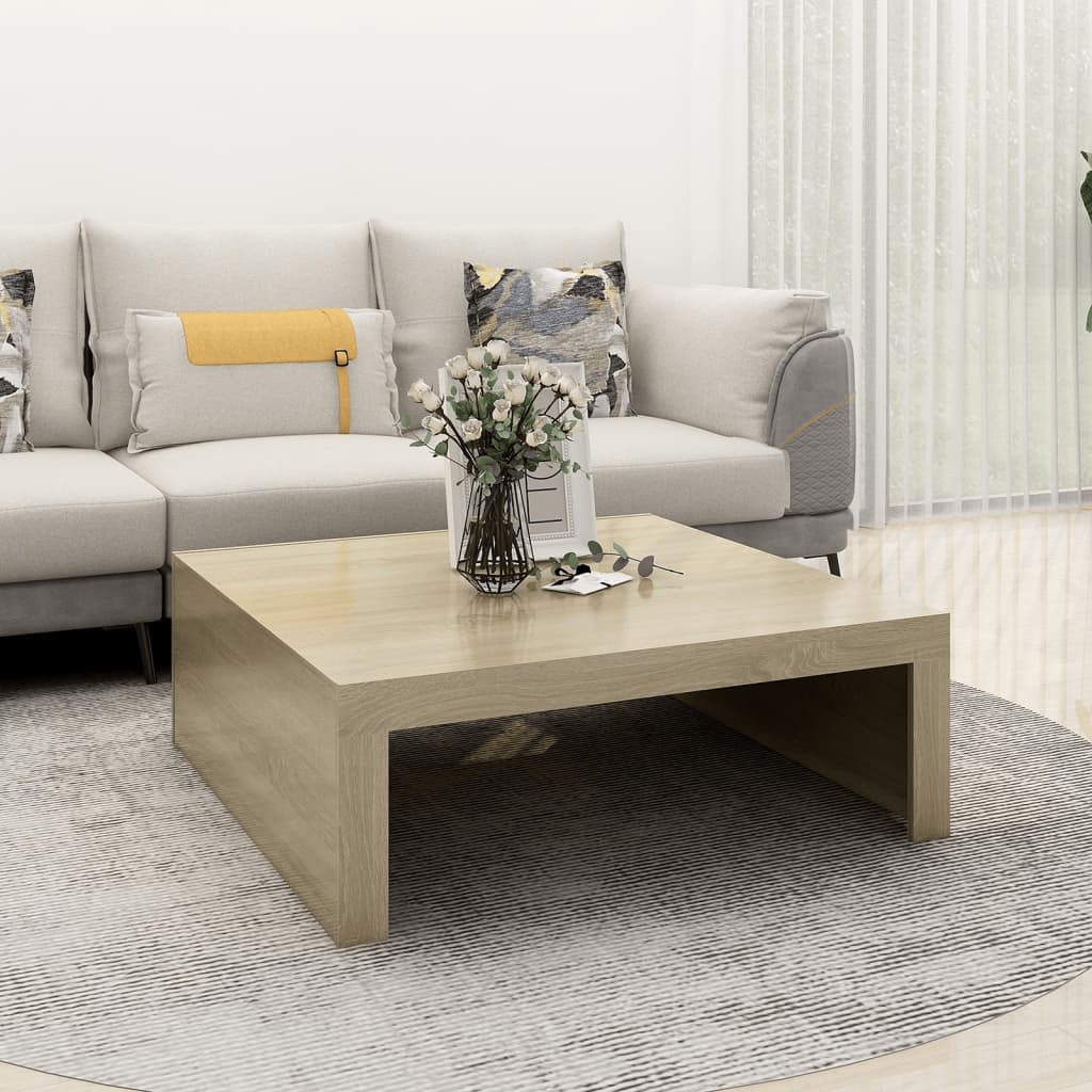 Salongbord sonoma eik 100x100x35 cm konstruert tre