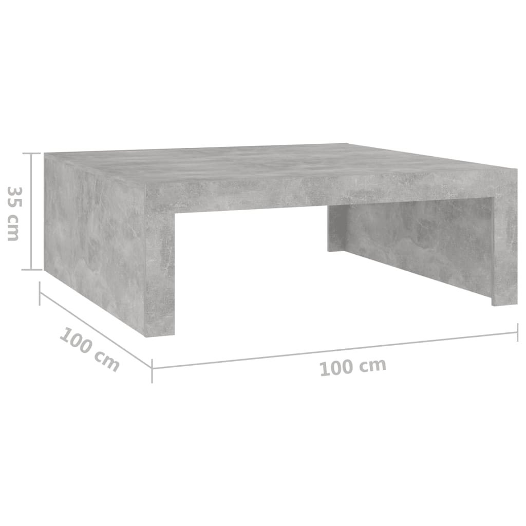 Salongbord betonggrå 100x100x35 cm konstruert tre