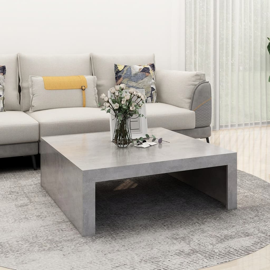 Salongbord betonggrå 100x100x35 cm konstruert tre