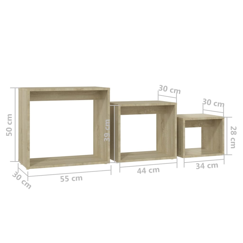 Stablebord 3 stk sonoma eik sponplate