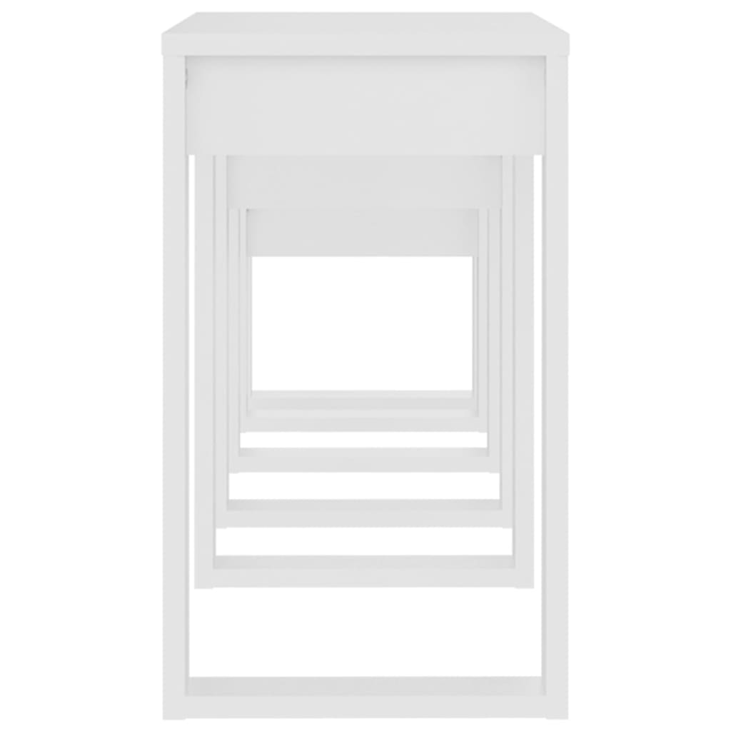 Settingbord 3 stk hvit konstruert tre