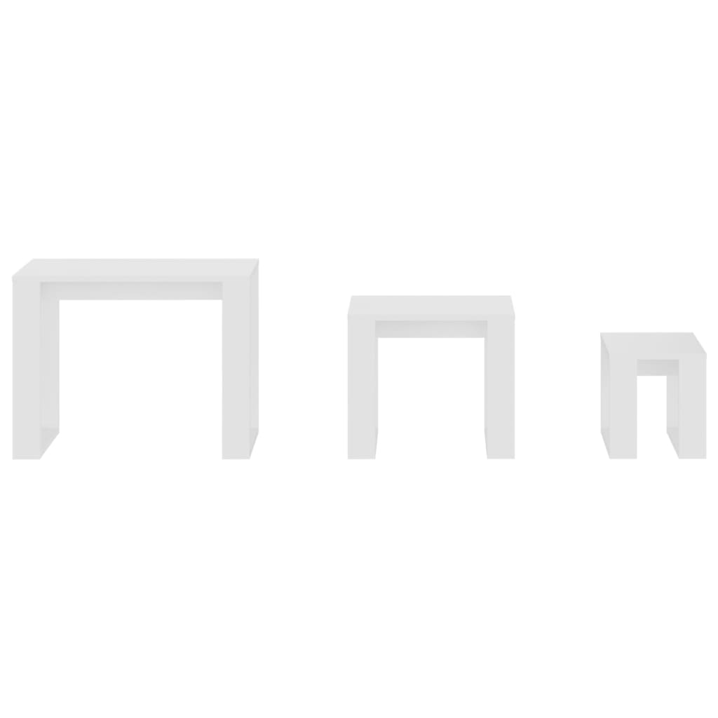 Settingbord 3 stk hvit konstruert tre