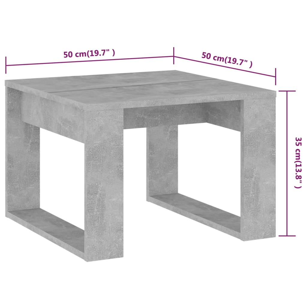 Sidebord betonggrå 50x50x35 cm konstruert tre