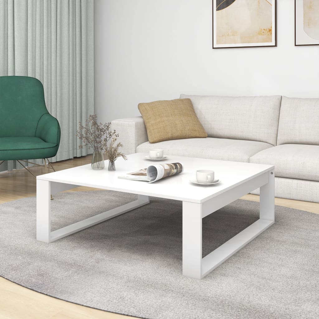Salongbord hvit 100x100x35 cm konstruert tre
