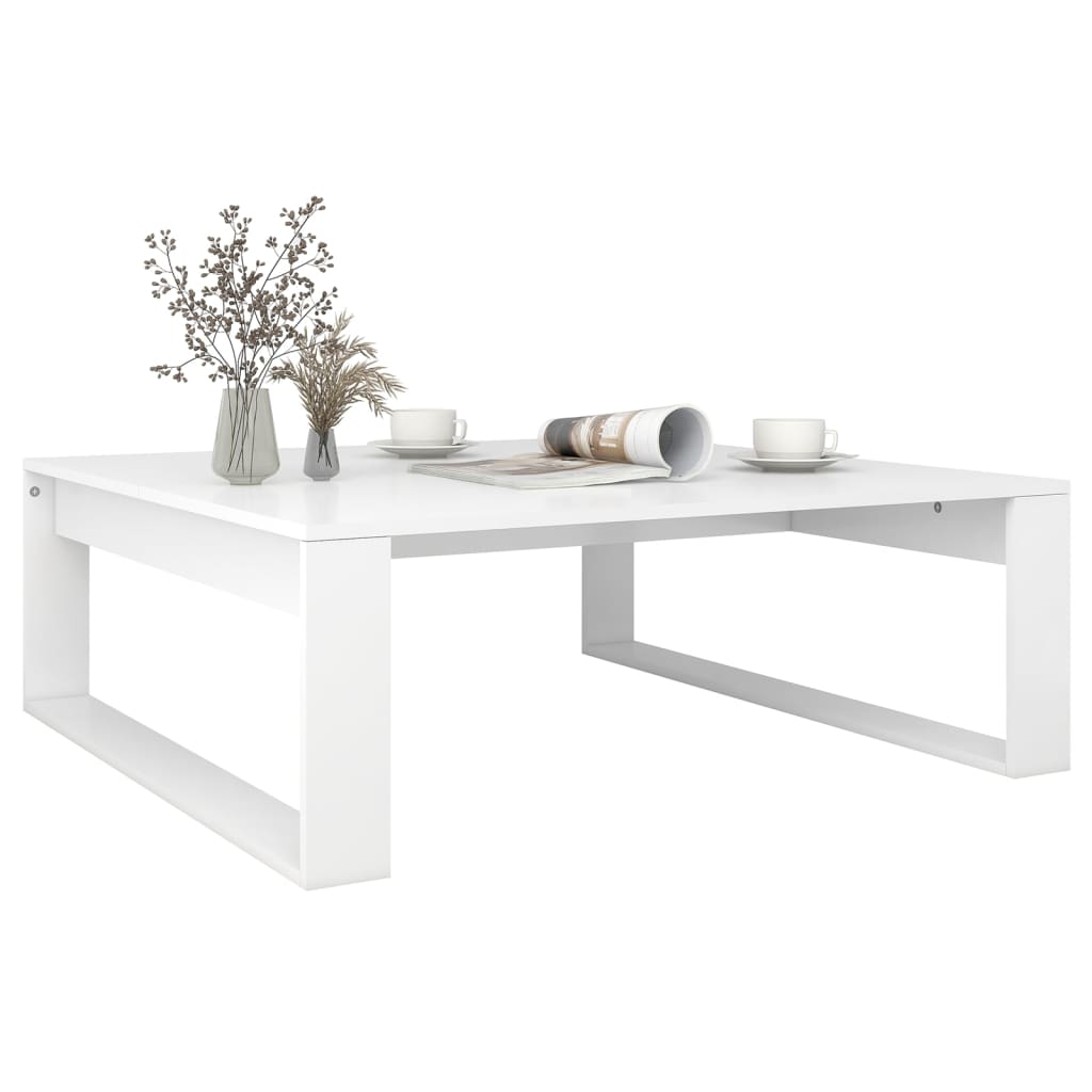 Salongbord hvit 100x100x35 cm konstruert tre