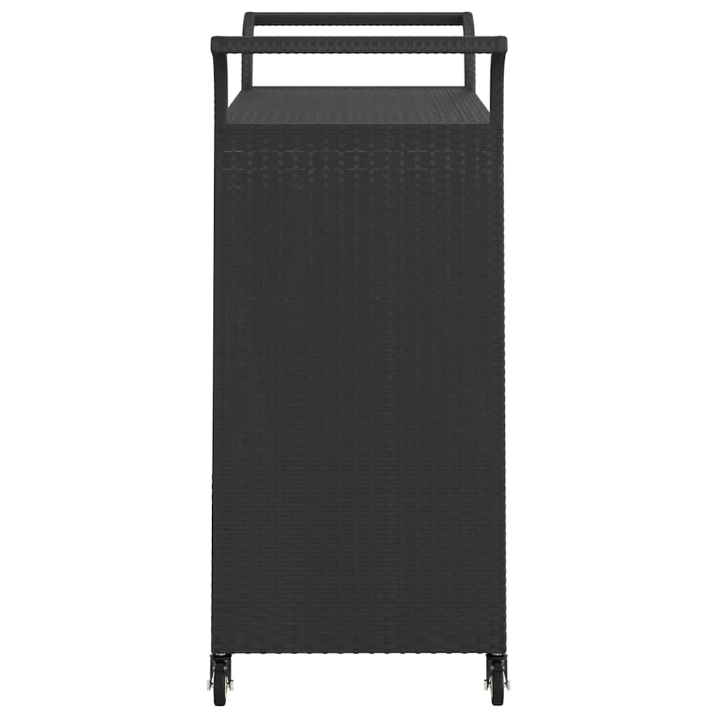 Serveringsvogn med skuff svart 100x45x97 cm polyrotting