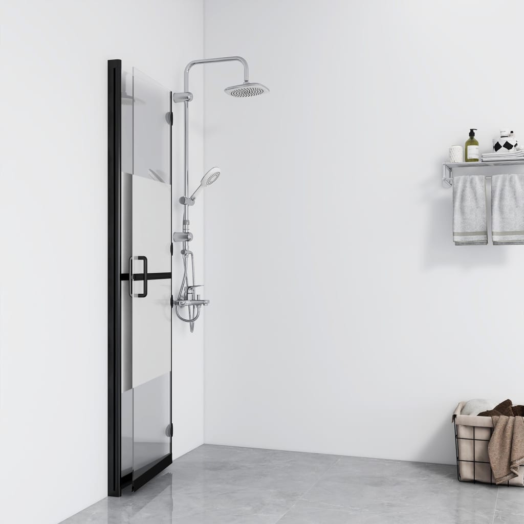 Sammenleggbar dusjvegg med halvfrostet ESG-glass 110x190 cm