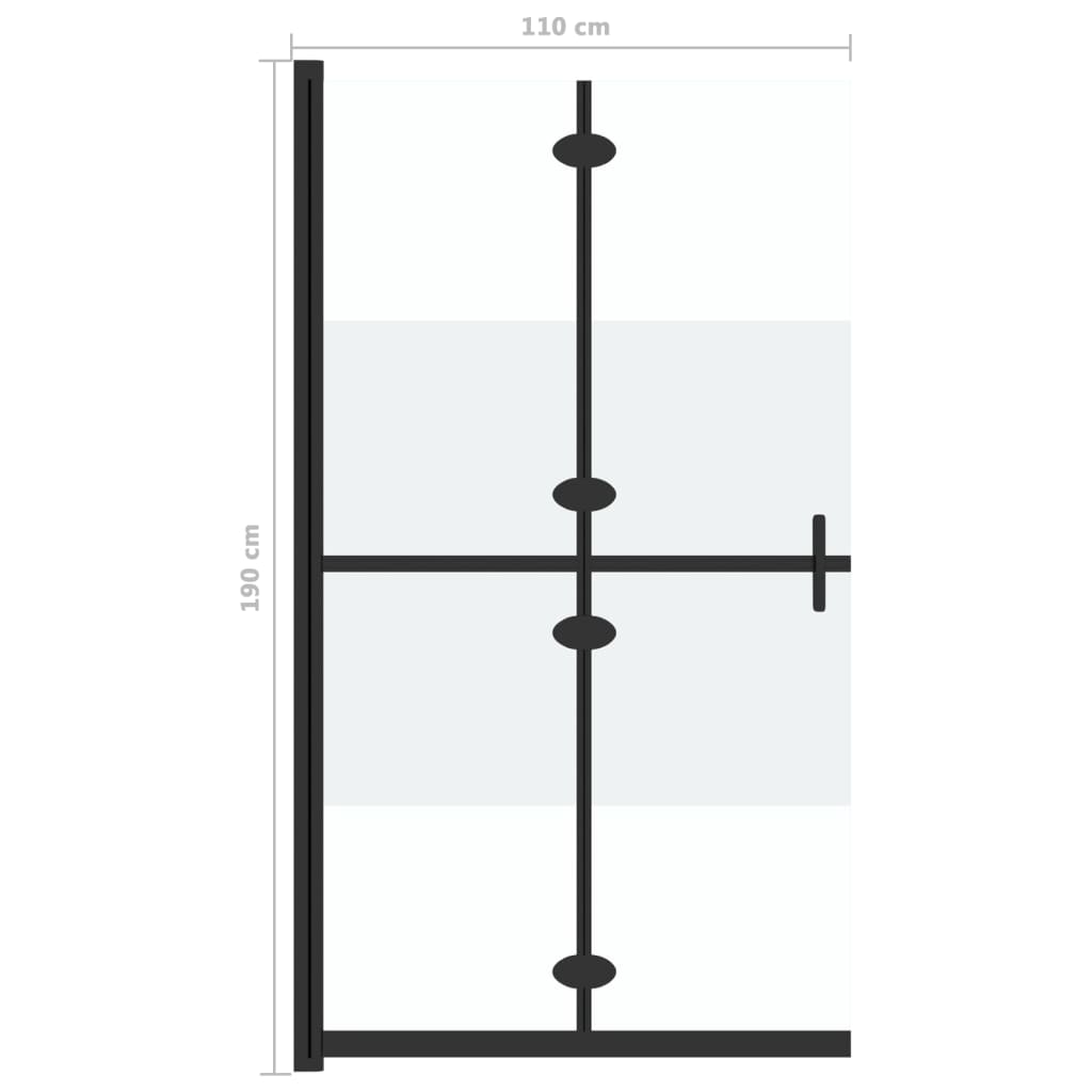 Sammenleggbar dusjvegg med halvfrostet ESG-glass 110x190 cm