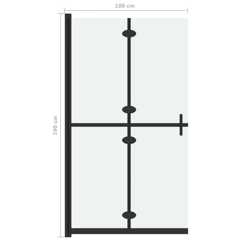 Sammenleggbar dusjvegg med frostet ESG-glass 100x190 cm
