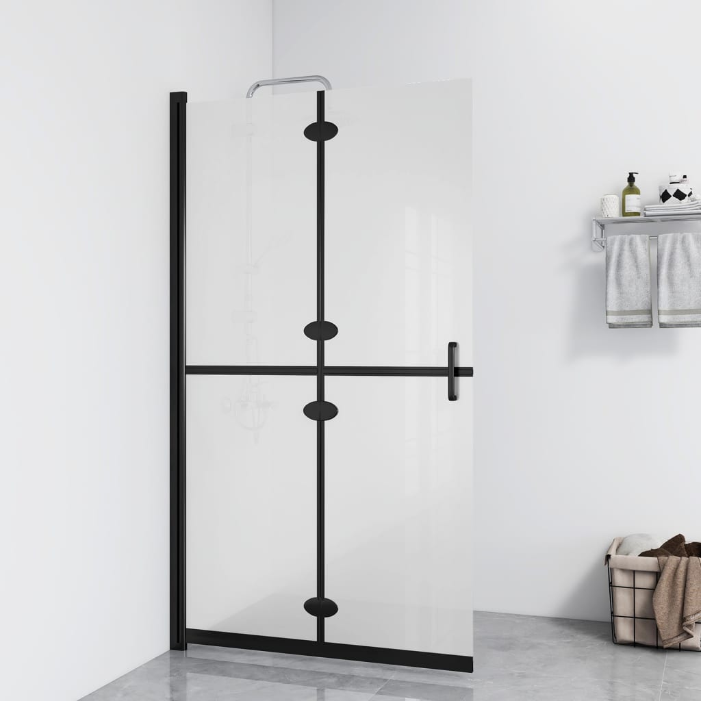 Sammenleggbar dusjvegg med frostet ESG-glass 110x190 cm