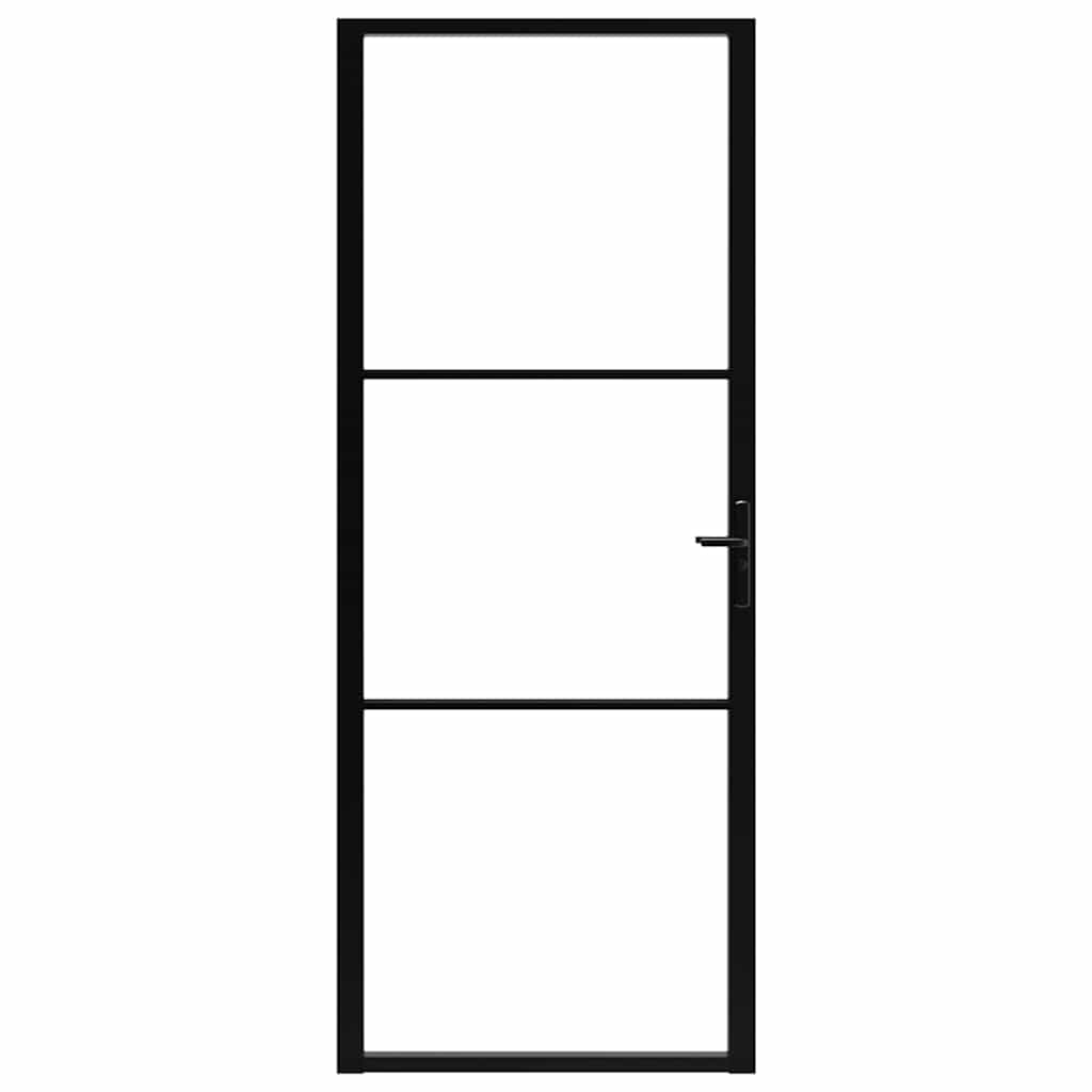 Innerdør ESG-glass og aluminium 83x201,5 cm svart