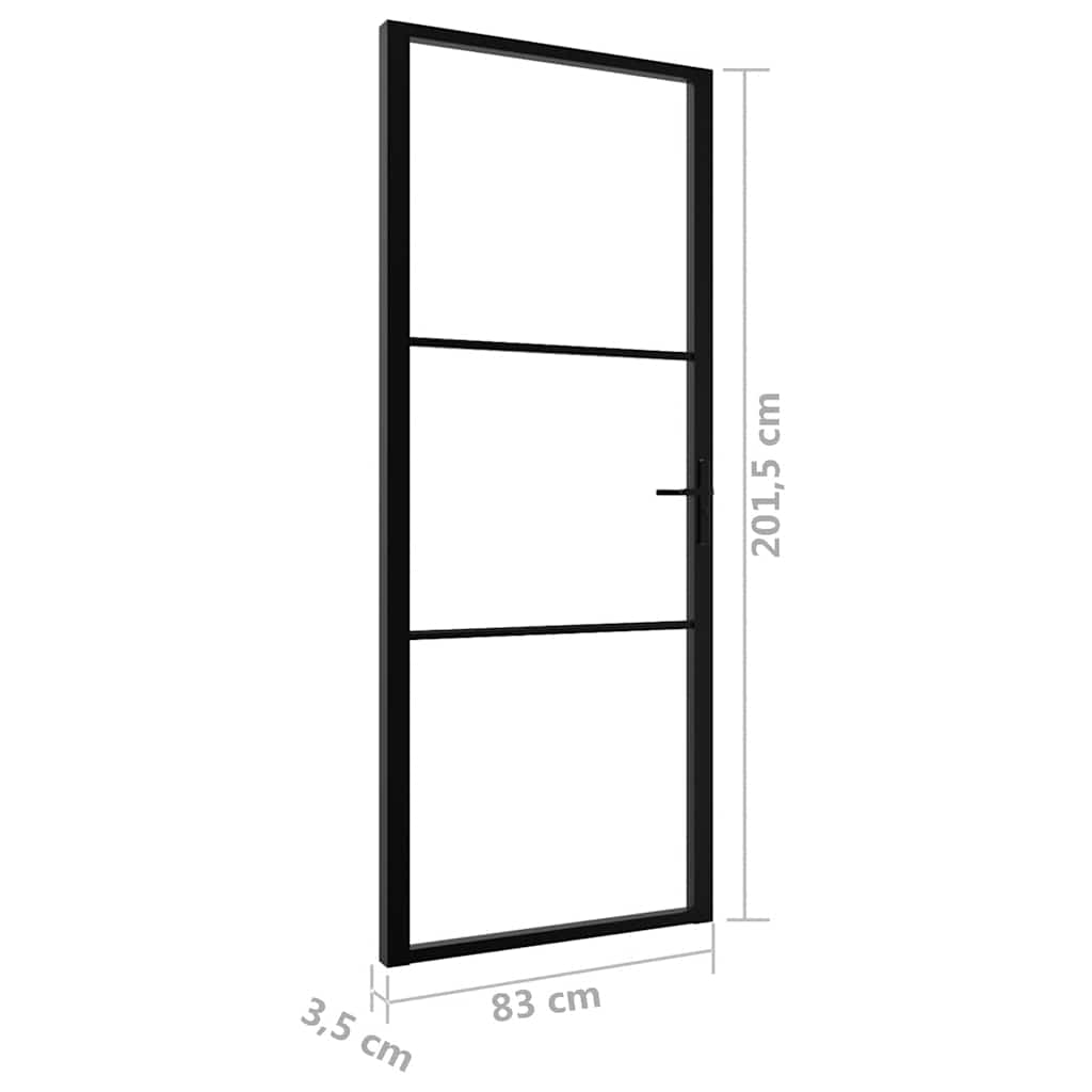 Innerdør ESG-glass og aluminium 83x201,5 cm svart