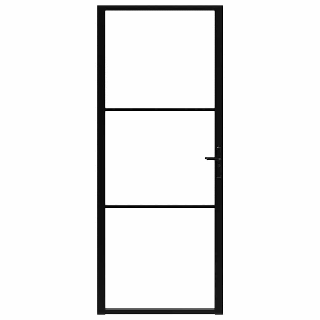 Innerdør ESG-glass og aluminium 93x201,5 cm svart