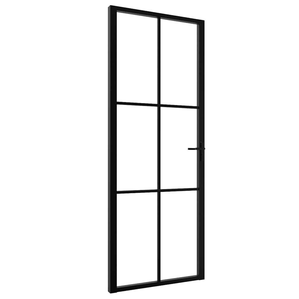Innerdør ESG-glass og aluminium 76x201,5 cm svart