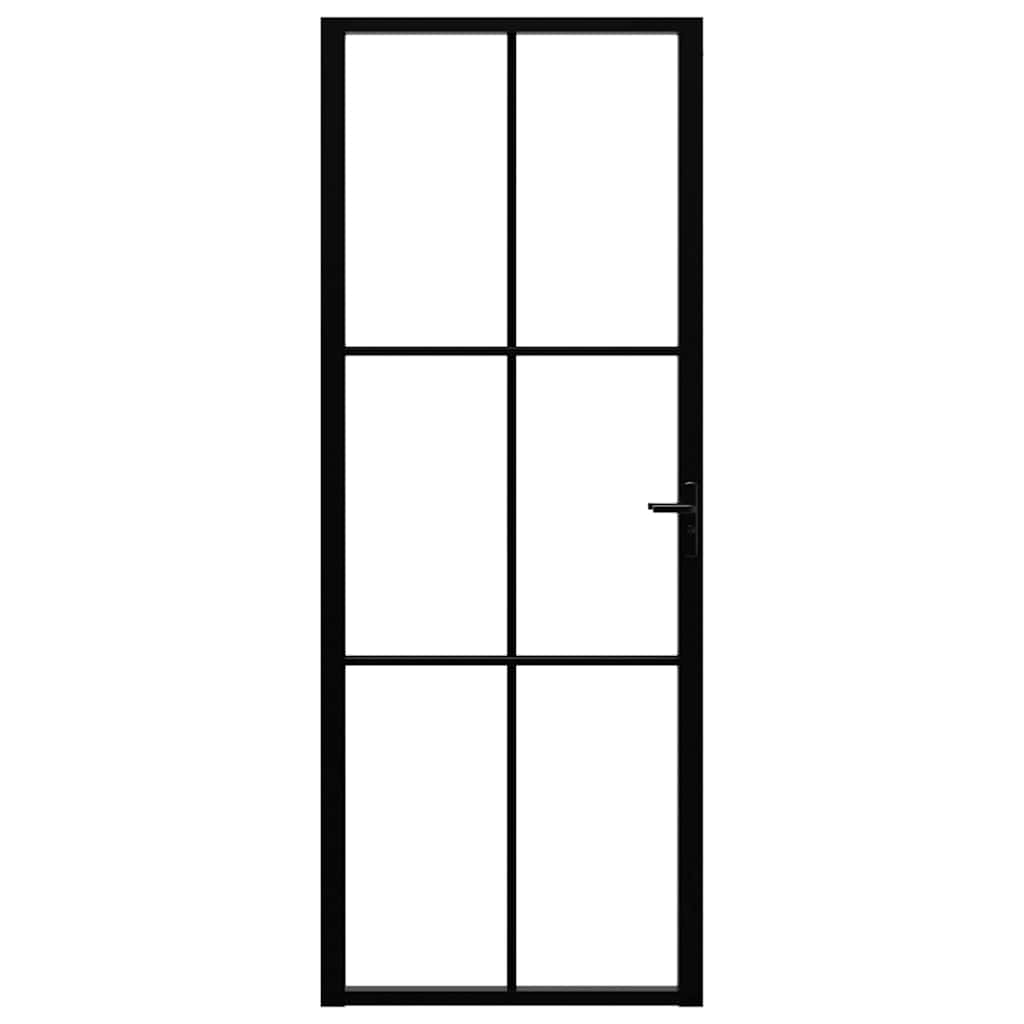 Innerdør ESG-glass og aluminium 76x201,5 cm svart